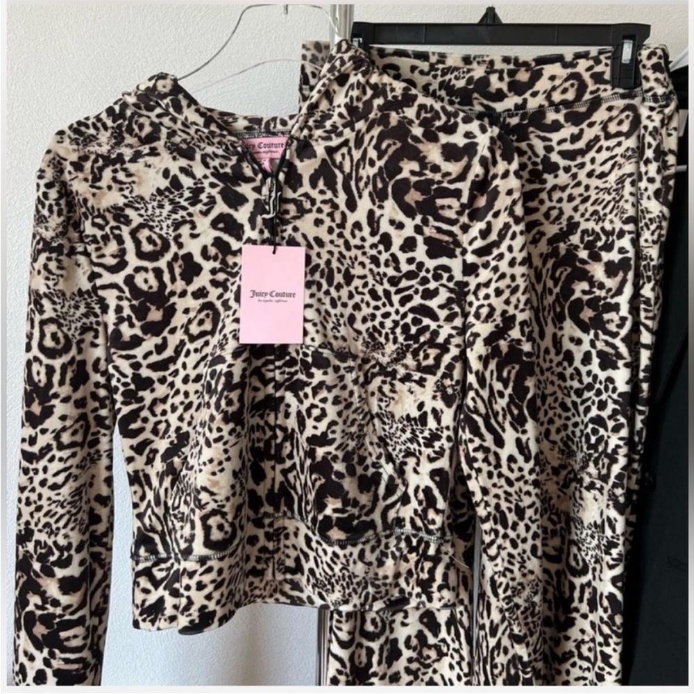 NWT JUICY COUTURE animal print small bling Velour Tracksuit Set -Ocelot - Picture 5 of 14